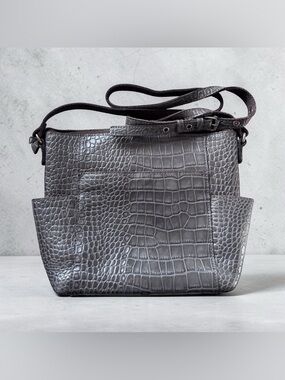 Patricia Nash Croc-Embossed Crossbody Bag in Gray